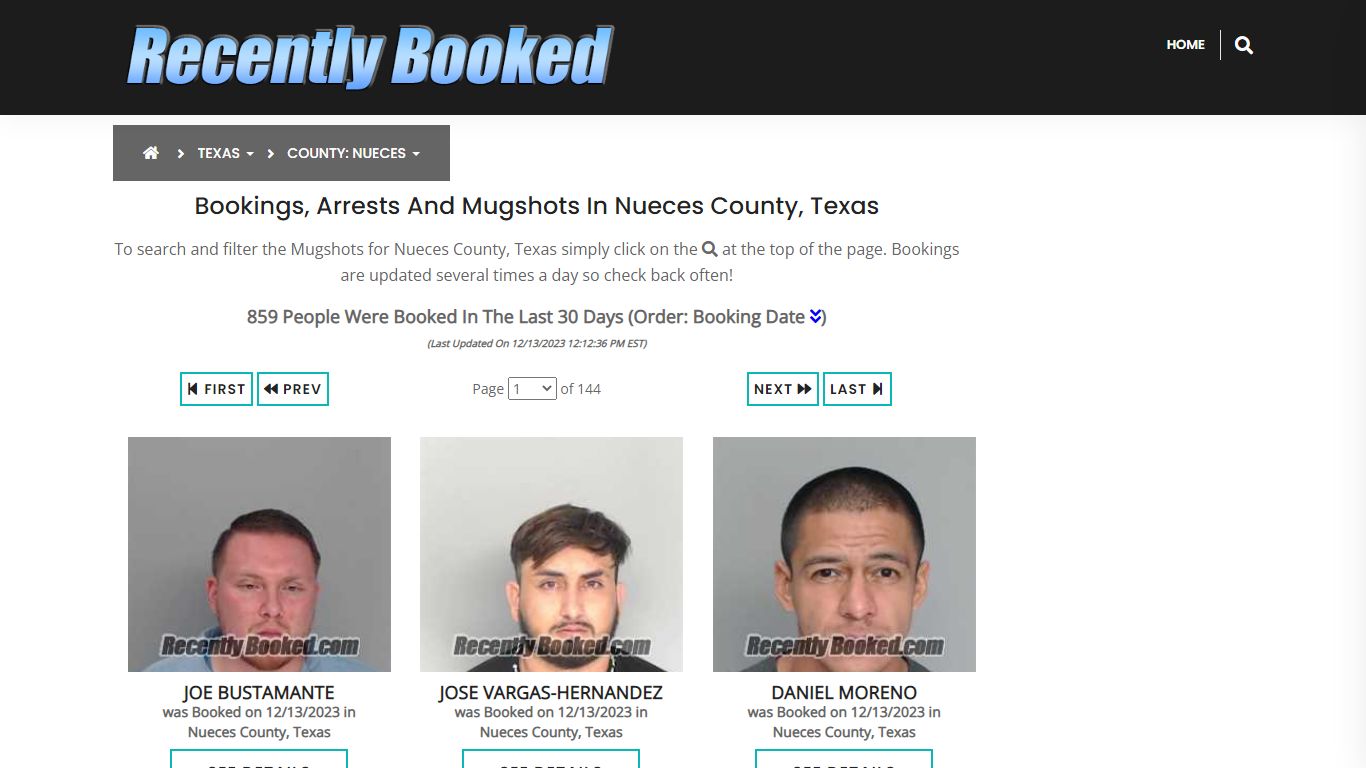 Recent bookings, Arrests, Mugshots in Nueces County, Texas