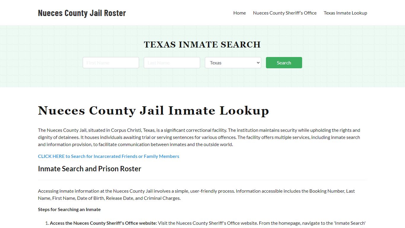 Nueces County Jail Roster Lookup, TX, Inmate Search